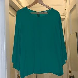 Kelly green crepe blouse from Anthropologie - L